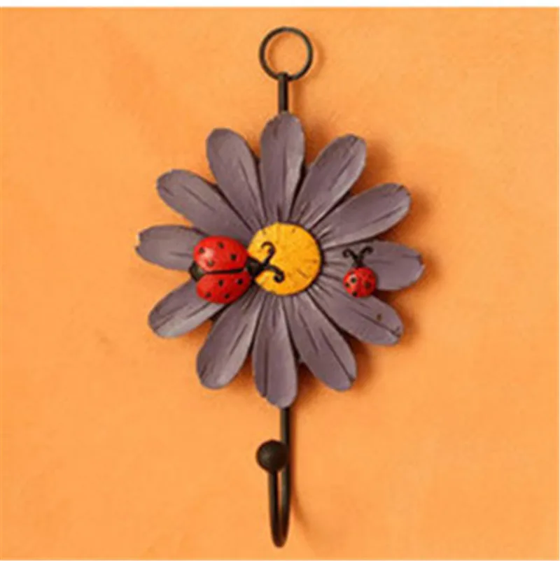 1Pcs Resin Flower Shape Hooks Wall Hangers Key Hat Towel Hooks For Home Kitchen Bathroom Cute Decoration Accessory gadget