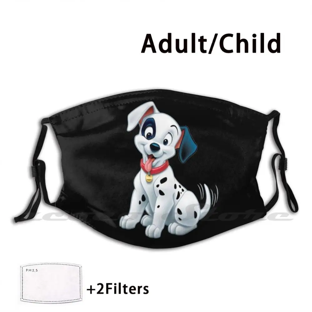 Máscara de dálmata para perro, tela lavable con filtro Pm2.5 para adultos y niños, Dálmata, Cruella, 101