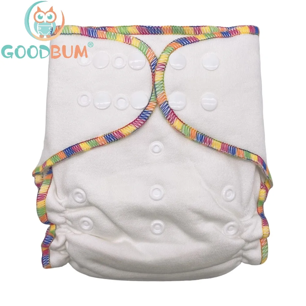 Goodbum Washable Adjustable Bamboo Cotton AI2 Diaper Cloth Diaper Double Row Snaps Cloth Nappy For 3-15KG Baby