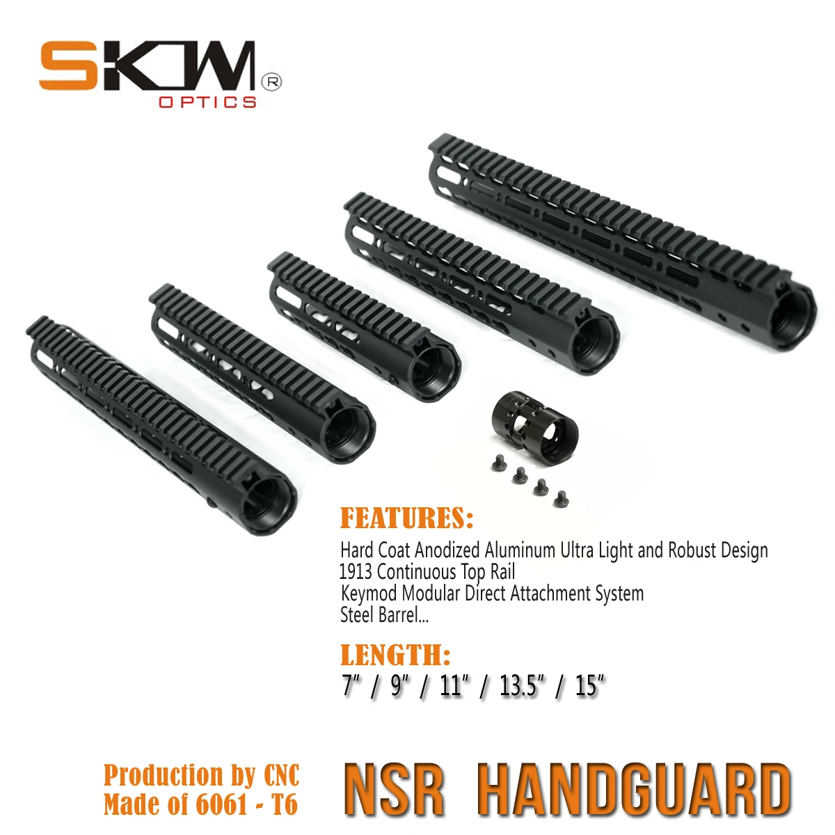 SKWGEAR Keymod M-LOK AR15 protector de mano flotante Picatinny