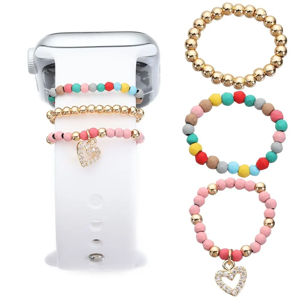 Mini Charm Colorful Beads Watch Band Ornament Strap Accessories Wristbelt Charms Decorative Ring For Apple Watch