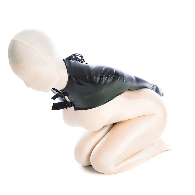 Plus Size Adjustable Leather Full Sleeve Armbinder Sex Toys of Tight Single Gloves Straight Jacket for Bdsm Bondage Fetish