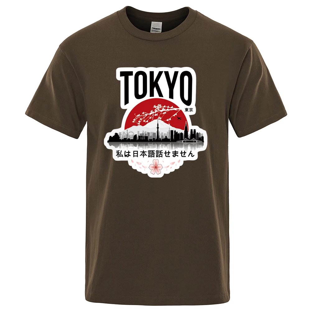 Tokyo Print T-shirts I Don\'t Speak Japanese Design Man\'s T-shirt Men Clothes 2023 Summer T Shirt Men\'s Brand Black Tops Tees