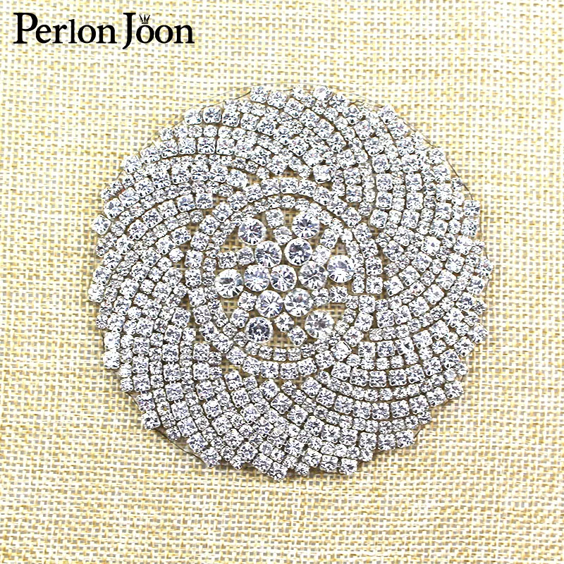 3.35 inch DIY Rhinestone Patches round flower Crystal applique decoration Hot-fix the clothes Accessories TJ 036