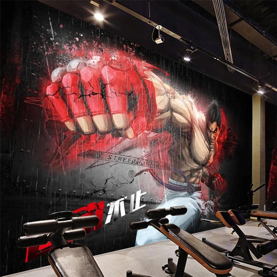 Customized wallpaper 3d personality creative taekwondo boxing mural yoga martial arts gym tv background wall decoration painting