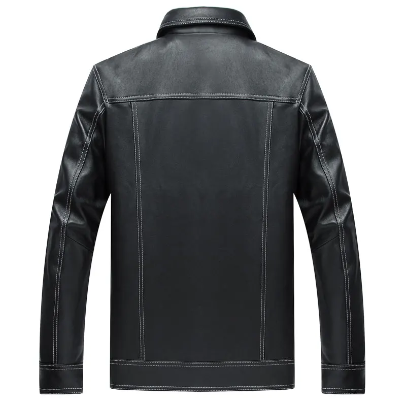 Men's Black Genuine Leather Jacket Single Breasted Sheepskin Short Coat Leisure Spring Autumn