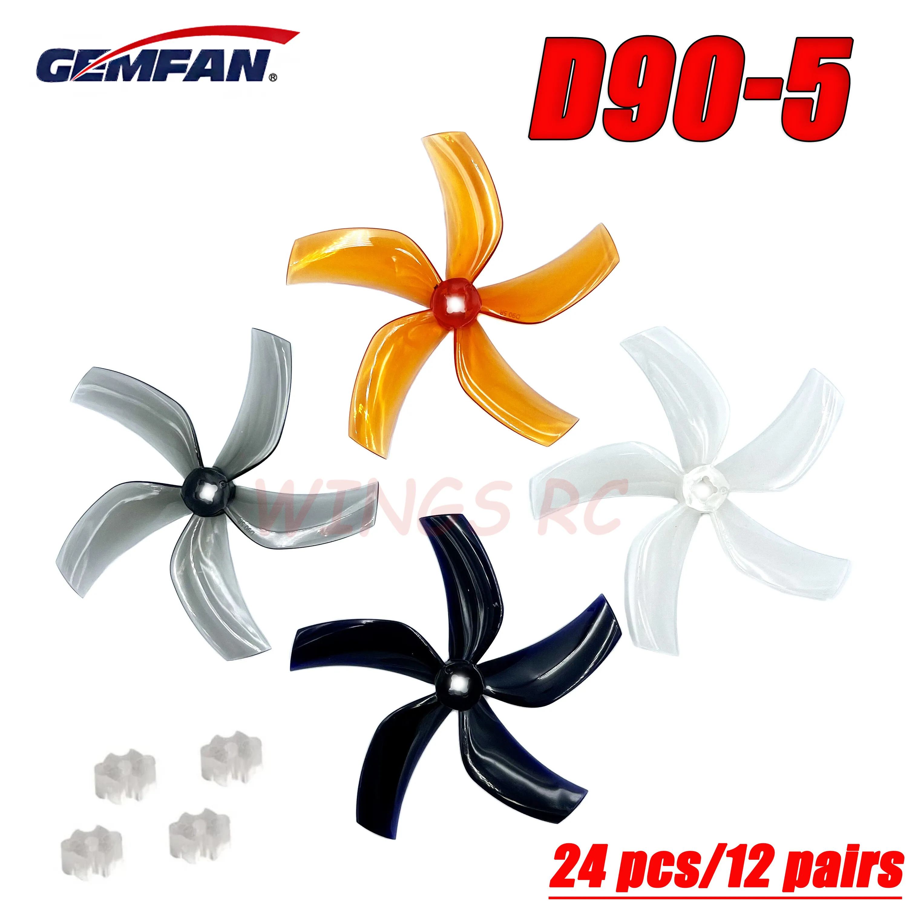 24pcs /12pairs Gemfan D90 Ducted 90mm-5 5-Blade 3.5inch FPV Propeller For FPV Racing Freestyle Toothpick Cinewhoop Ducted Drones