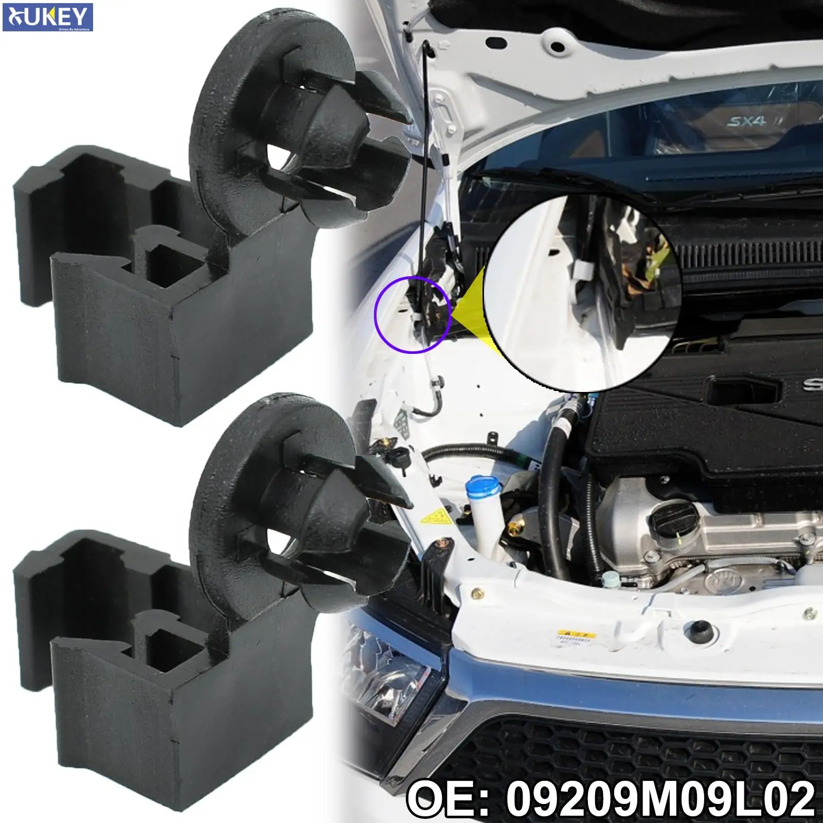 Varilla de capó, soporte de apoyo, Clip de pivote, soporte de conexión 09209M09L02 para Suzuki Alto Swift SX4 Splash Baleno Aerio Ignis, 2 uds.