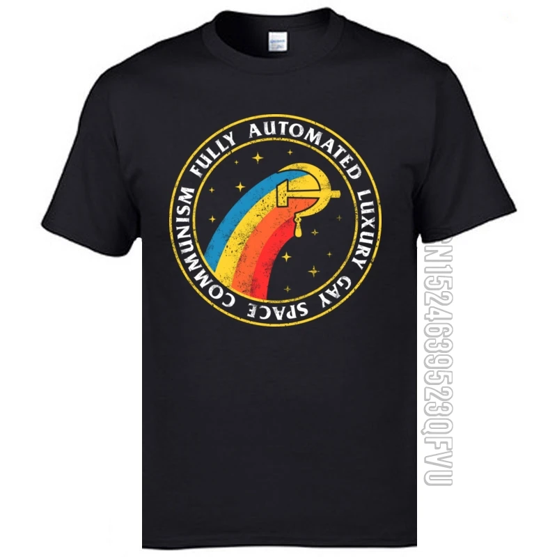 Fully Automated Luxury Gay Space Communism Logo Men Tshirts Retro CCCP Soviet Sickle Proletariat Printed Tops T Shirt New