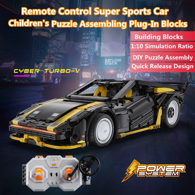 

1682PCS DIY Assembly Remote Control Super Sports Car Quick Release Design 1:10 RC Cars Truck Building Block Toys For Kids Gift