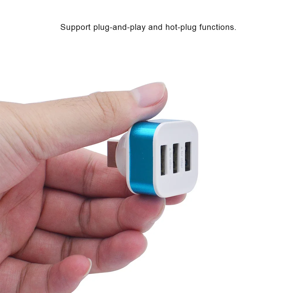 USB2.0 HUB عالية السرعة 3 منافذ المحمولة سبائك الألومنيوم ABS الهاتف الفاصل محولات تدوير التوصيل المحمولة لون عشوائي الساخن