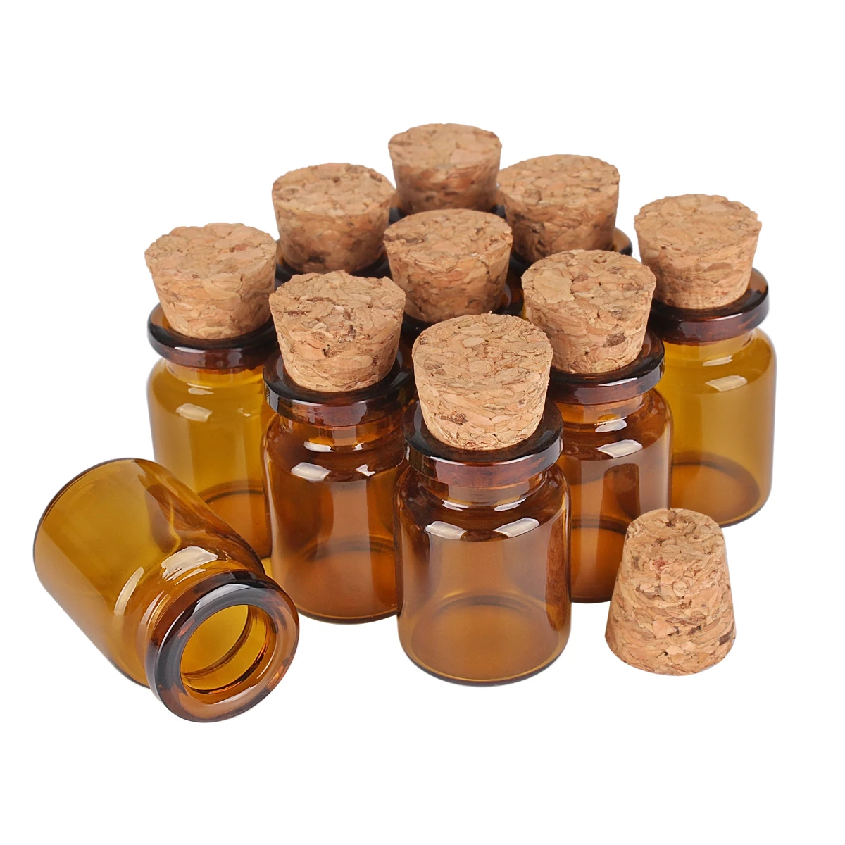 

50pcs 5ml 22x33x12.5mm Amber Glass Bottles Mini Glass Jars Vials Glass Terrarium with Cork Stopper for Craft Accessory DIY