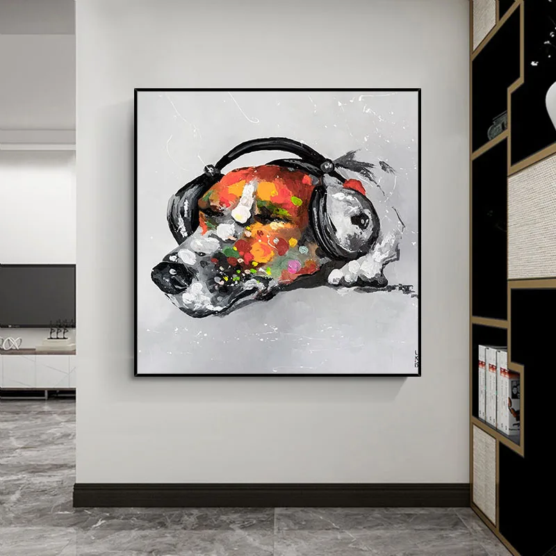 

Hot Sell 100% Handmade Oil Painting On Canvas Frameless Deautiful Dog Home Decoration Art Picture For Living Room Large Size