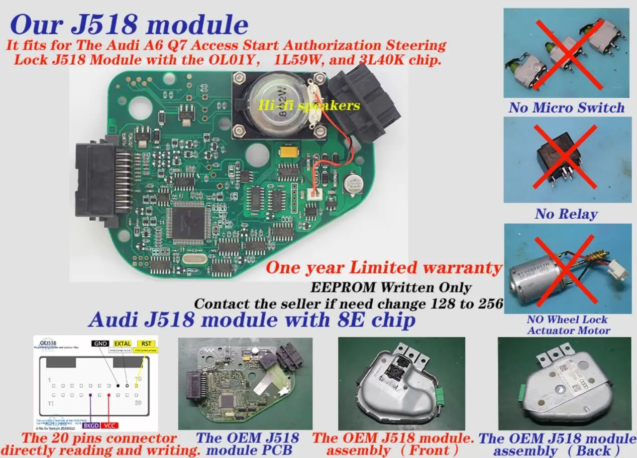 Car Steering Wheel Lock Simulator J518 ELV EIS N360 Steer Column Emulator for Audi A6 Q7 C6 VVDI CG100 R270 Xprog Programmer