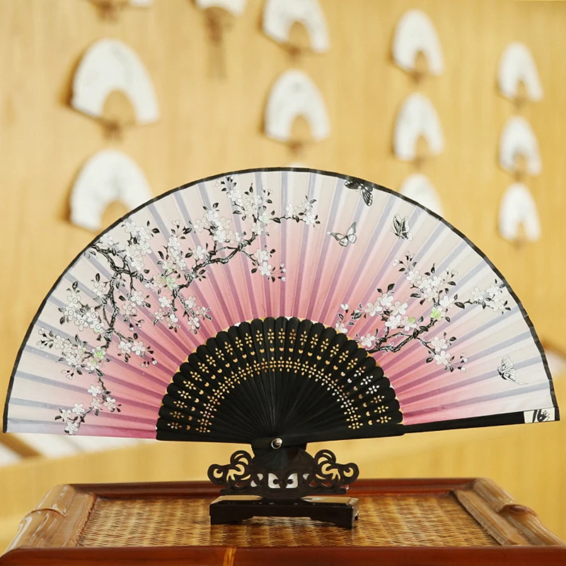 Silk Fan Chinese Japanese Style Folding Fan Home Decoration Ornaments Pattern Art Craft Gift Wedding Elegent Dance Hand Fan