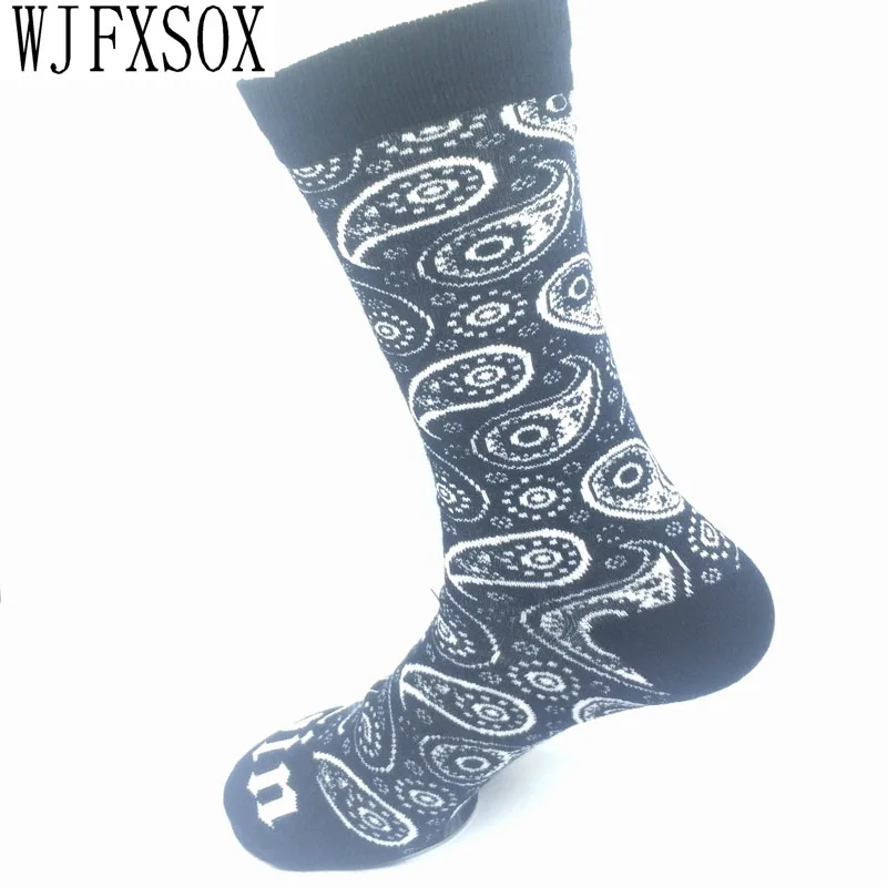 WJFXSOX Classic color geometric style men's socks Happy Socks England style sub-gradient cotton Harajuku Hemp Male Socks meias