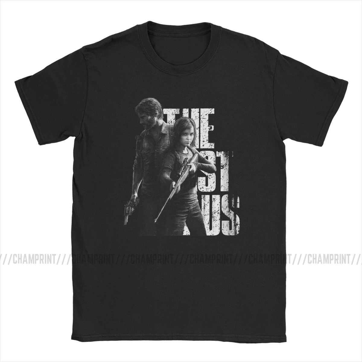 Vintage The Last Of Us Ellie And Joel T-Shirt for Men Cotton T Shirts Fireflies Tlou Video Game Short Sleeve Tee Shirt Plus Size