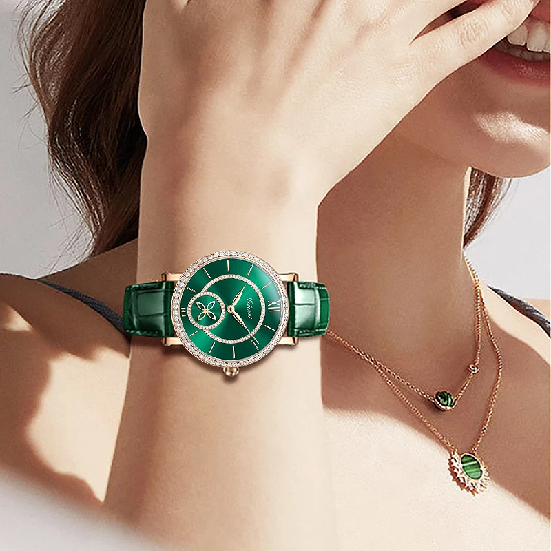 2021 New Lobinni Automatic Mechanical Ladies Watch Green Dial Watches For Women Diamond Fashion Casual Wristwatch часы женские