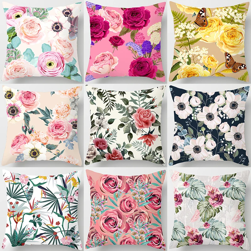 Super Cushion Cover Polyester Pillow Cover For Sofa Living Room Housse De Coussin Flower Decorative Pillows Nordic Decoration