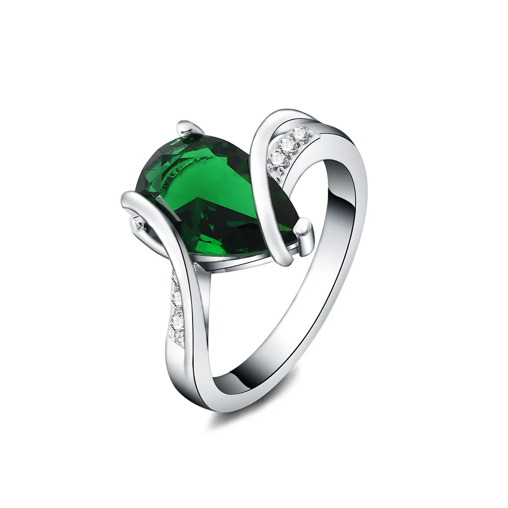 DOTEFFIL-Anillo de Plata de Ley 925 para mujer, joyería de circonita verde AAAAA, para boda, fiesta de compromiso