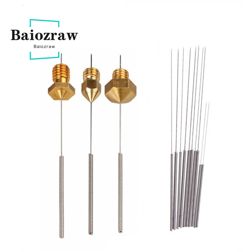 3D Printer Parts 0.1 0.2 0.25 Nozzle Cleaning Special Drill Bit Cleaner Steel Needle Through Needle Stainless Steel Needle 1 Set