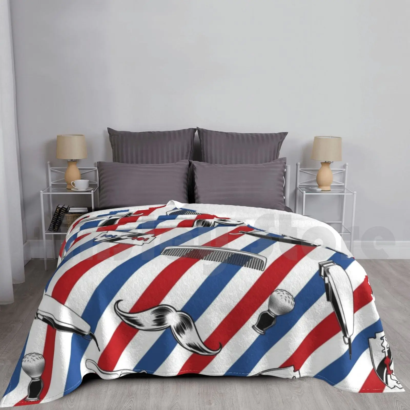 Koc fryzjerski Na sofę Łóżko Podróżny Fryzjer Fryzjer Vintage Broda Ostrze Grzebień Gentleman Strzyżenie włosów