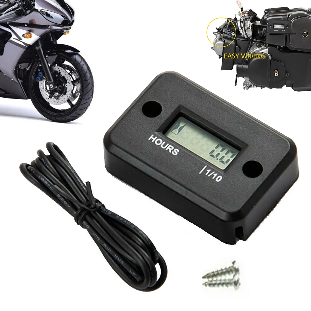 Digital LCD Counter Hour Meter Tool For Motorcycle Car Marine Generator Engine