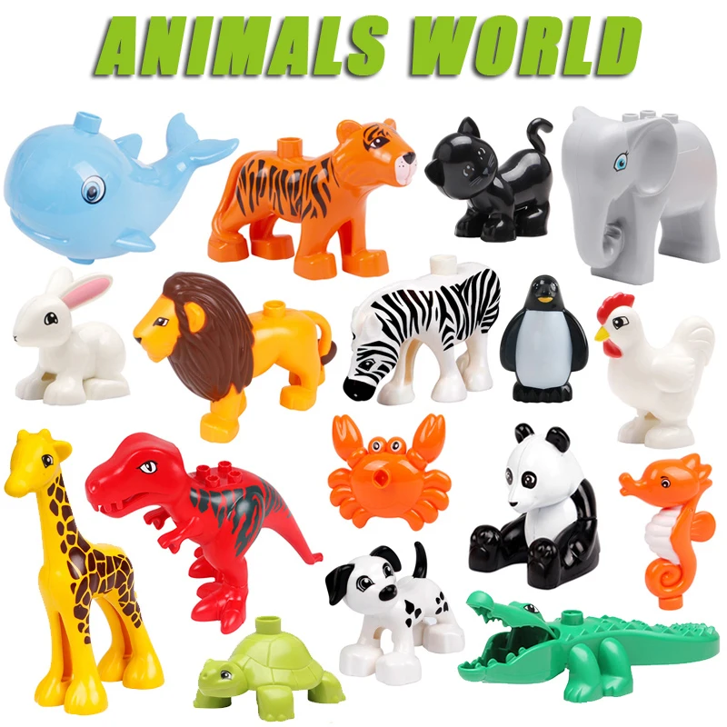 Single Sale Big Animal Zoo Original Big Building Blocks Classic Accessories Compatible Big Size Figure Bricks Toys For Children