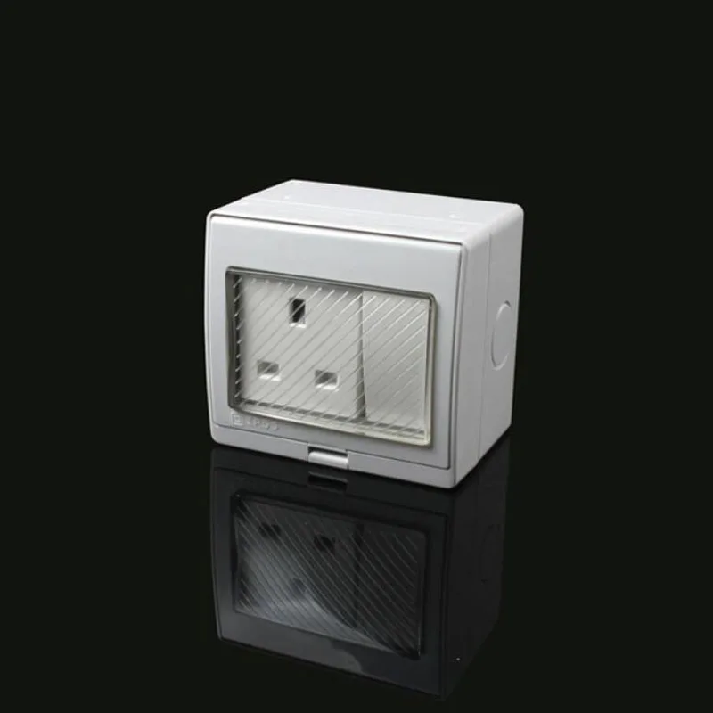 

13A 250V Outdoor Kitchen Bathroom Waterproof BOX Socket UK AC Outlet Socket Surface Mounted Wall Power Outlet