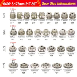 Surpass Hobby 64DP 3.175mm 21TT 22TT 23T 24T 25T 21T-50T Aluminum Metal Pinion Motor Gear for 1/10 RC Car 3.175mm Shaft Motor