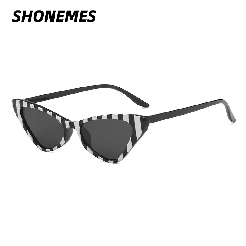 SHONEMES Zebra Cat Eye Sunglasses Stylish Small Frame Women Eyewear Outdoor UV400 Sun Glasses for Female