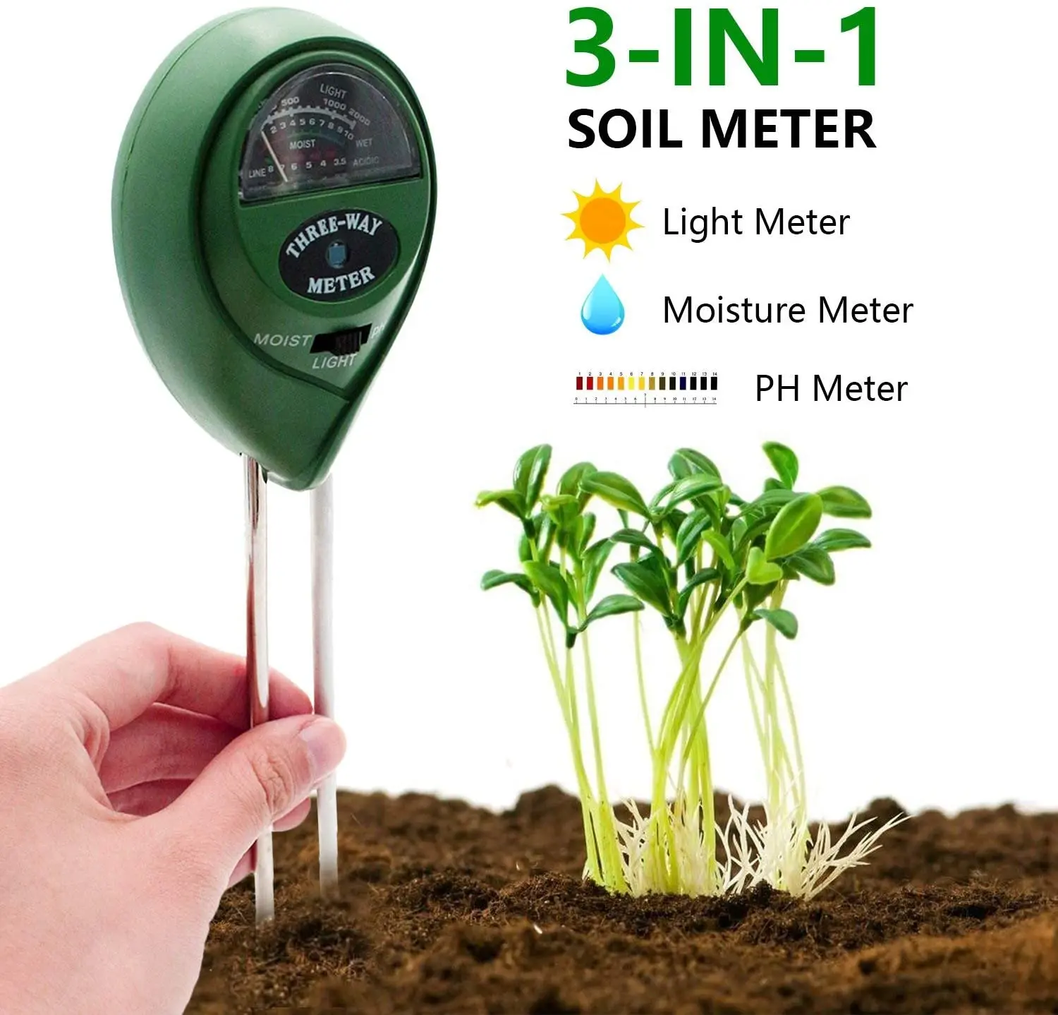 3/4 in 1 Soil pH Tester PH Light Moisture Acidity Tester Soil Tester Moisture Meter Plant Soil Tester Kit for Flowers