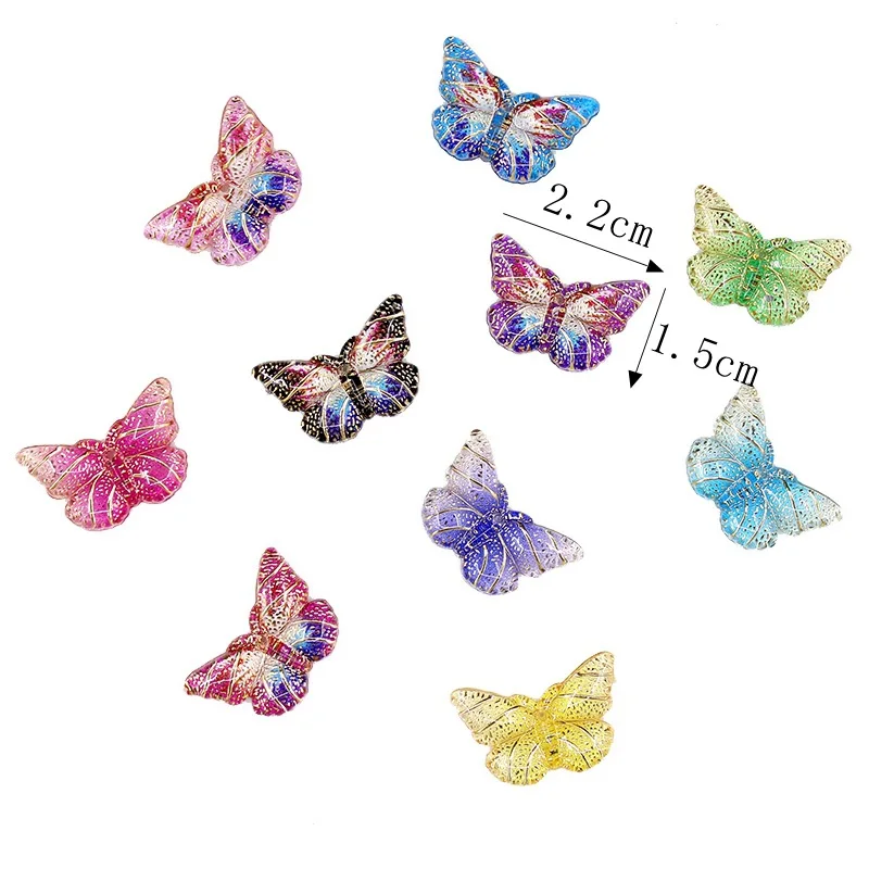 10pcs Color Resin Butterfly Charms Filler Addition for Slime DIY Polymer Accessories Toy Lizun Modeling Clay Kit for Kids