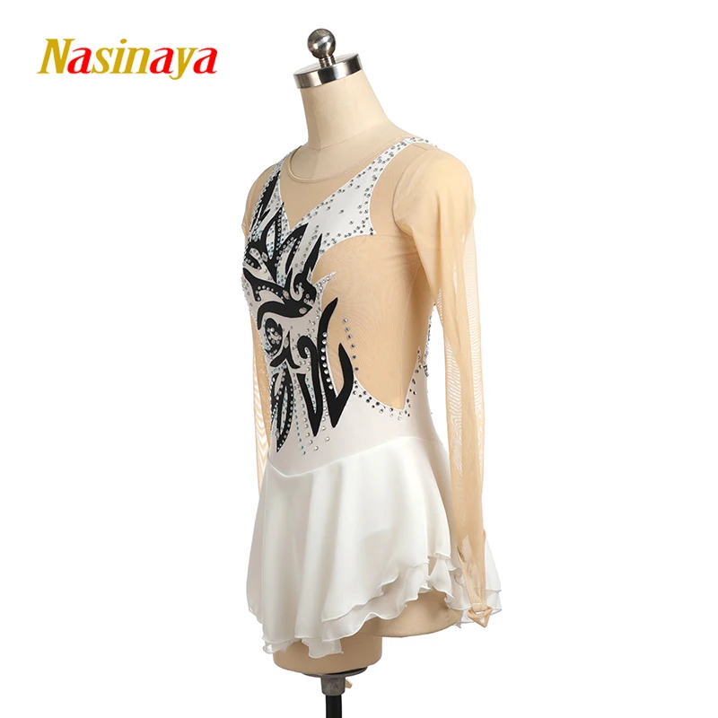 

Nasinaya Figure Skating Competition Training Dress White Black Customized Women's Rhythmic Gymnastics Performance Dress