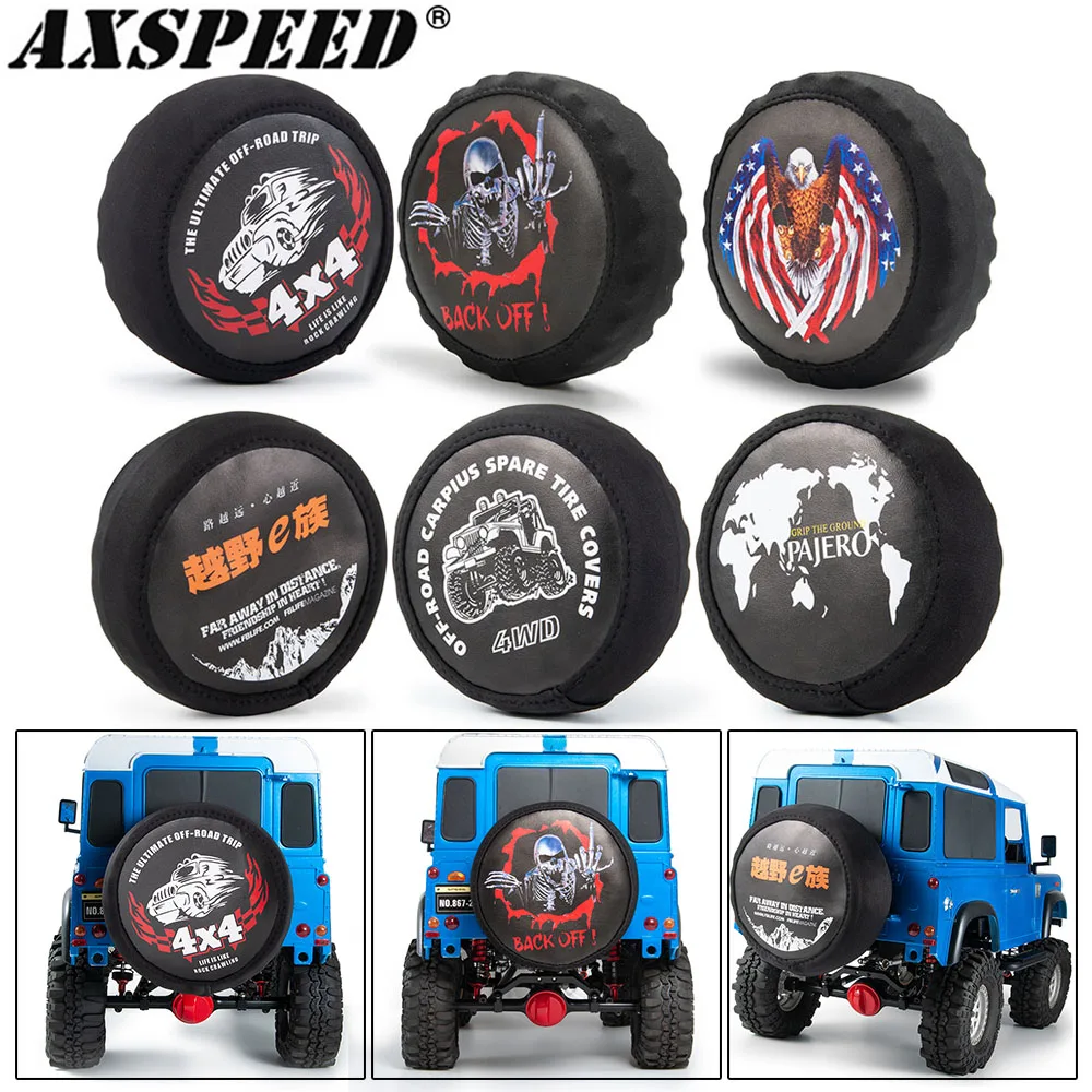 AXSPEED RC Car PU Leather Spare Tire Cover Wheel Tire Dust Cover Decoration for 1/10 Crawler TRX4 Axial SCX10 Wraith D90 Tamiya