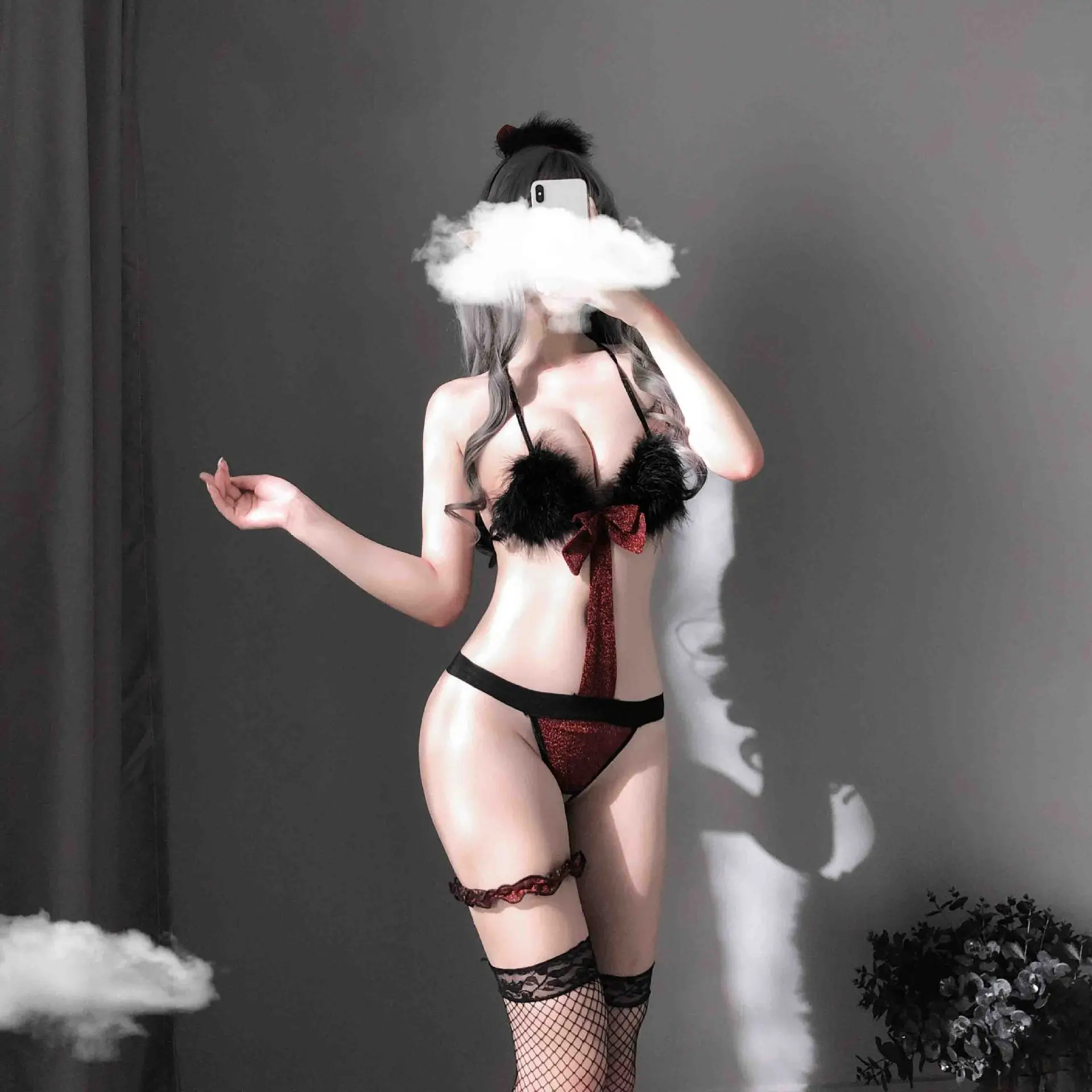 女性のためのセクシーなランジェリー,猫の制服,ぬいぐるみ,女の子のためのキャットスーツ,悪魔のようなロリータの衣装,セックス服