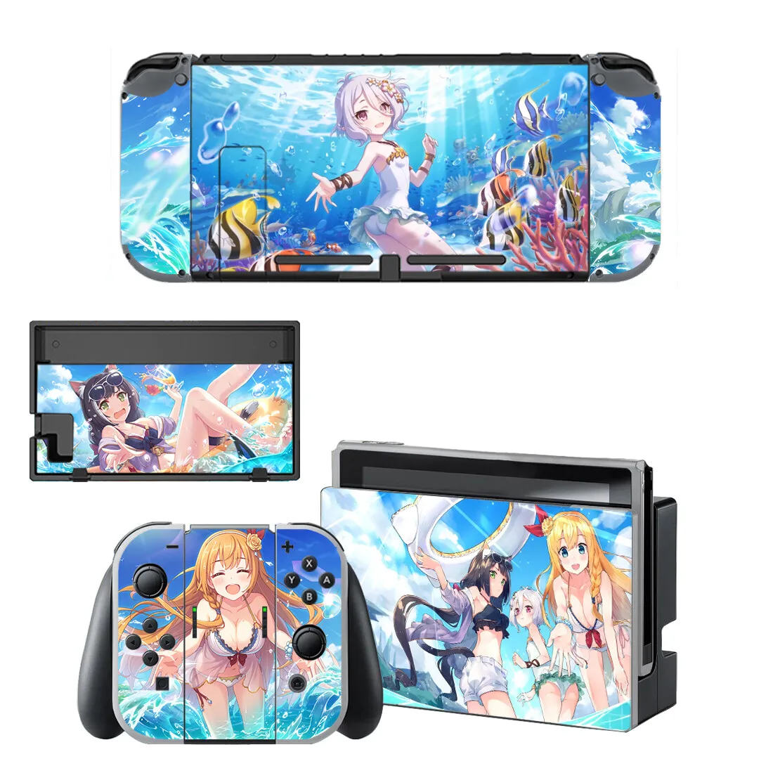 Pegatina protectora de pantalla de Anime para Nintendo Switch, soporte para consola NS, cargador, Joy-con, vinilo