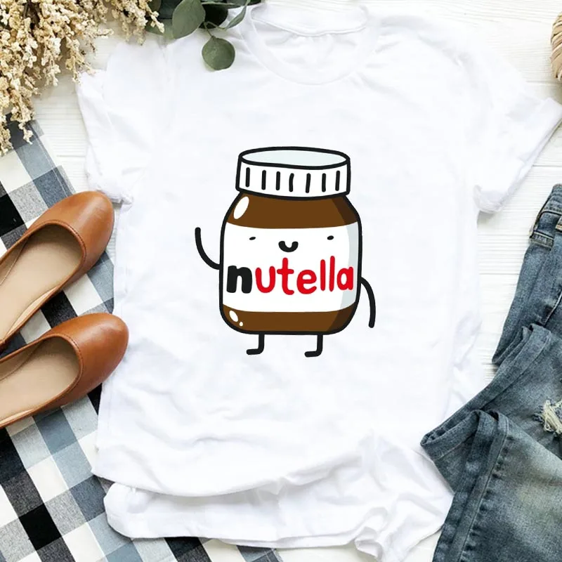 T-shirt Women Nutella Printed Fashion Harajuku Tshirt Girl Casual White Top T Shirt New Summer Female TShirt Clothing