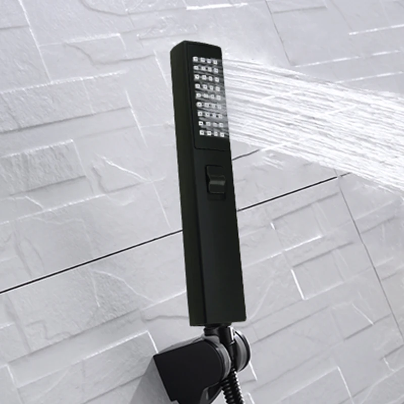 

Square Jet Function Rain Spray Hand Shower Head Set with Adjustable Wall Bracket Connector and Hose Bathroom Accessories