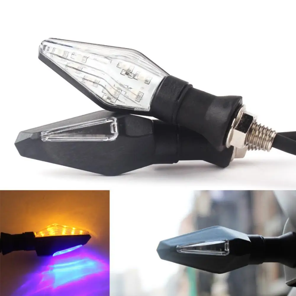 1PC Universal 12LED Amber+Blue Double Color Motorcycle Turn Signal Indicator Light Blinker for Motorcycle Motorbike Off Road