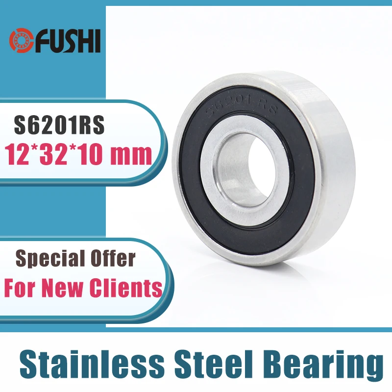 10PCS S6201RS Bearing 12*32*10 mm ABEC-3 440C Stainless Steel S 6201RS Ball Bearings 6201 Stainless Steel Ball Bearing