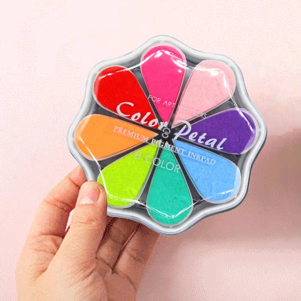 8 Color Craft Rainbow Finger Ink Pads Stamps Rubber Kid Children DIY Pad For Paper/Greeting Card/Handbook/Finger Painting