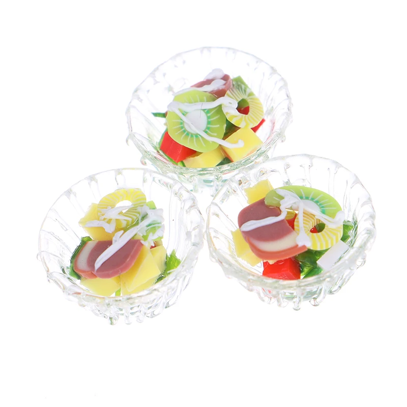 

1PC 1:12 Scale Miniature Dollhouse Vegetable Salad Bowl for Doll House Mini Play Food Kitchen Accessories Toy