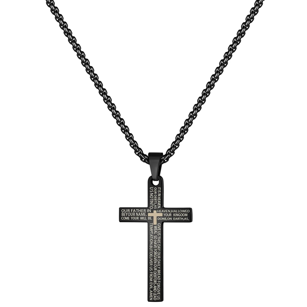 Christian Bible Cross Stainless Steel Statement Necklace Women/Men Catholic Jewelry Religious Collares de acero inoxida Wholesal - Image 5