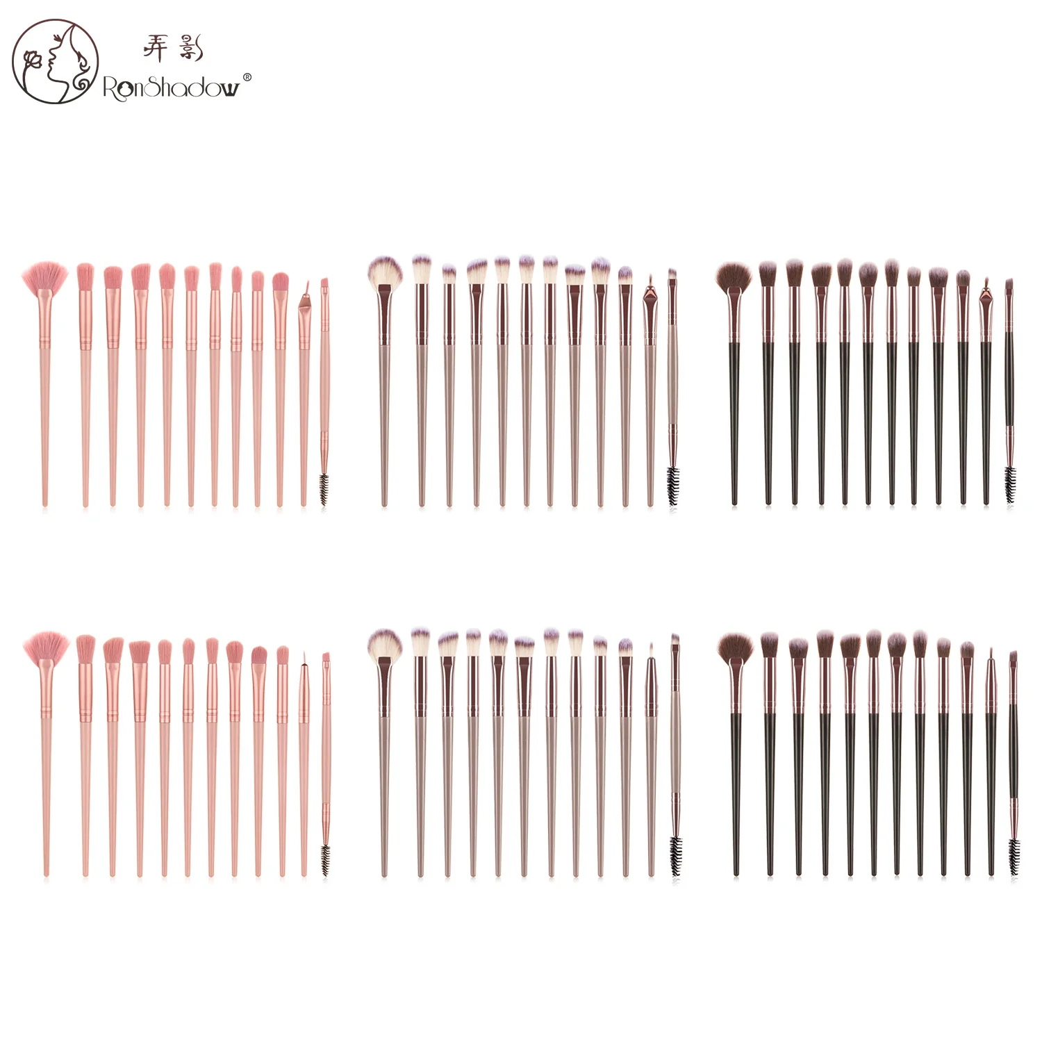 Ronshadow 12 Bộ Cọ Trang Điểm Lớp Nền Che Bóng Mắt Kẻ Lông Mày Cao Cấp Che Khuyết Điểm Comestics Cọ Trang Điểm