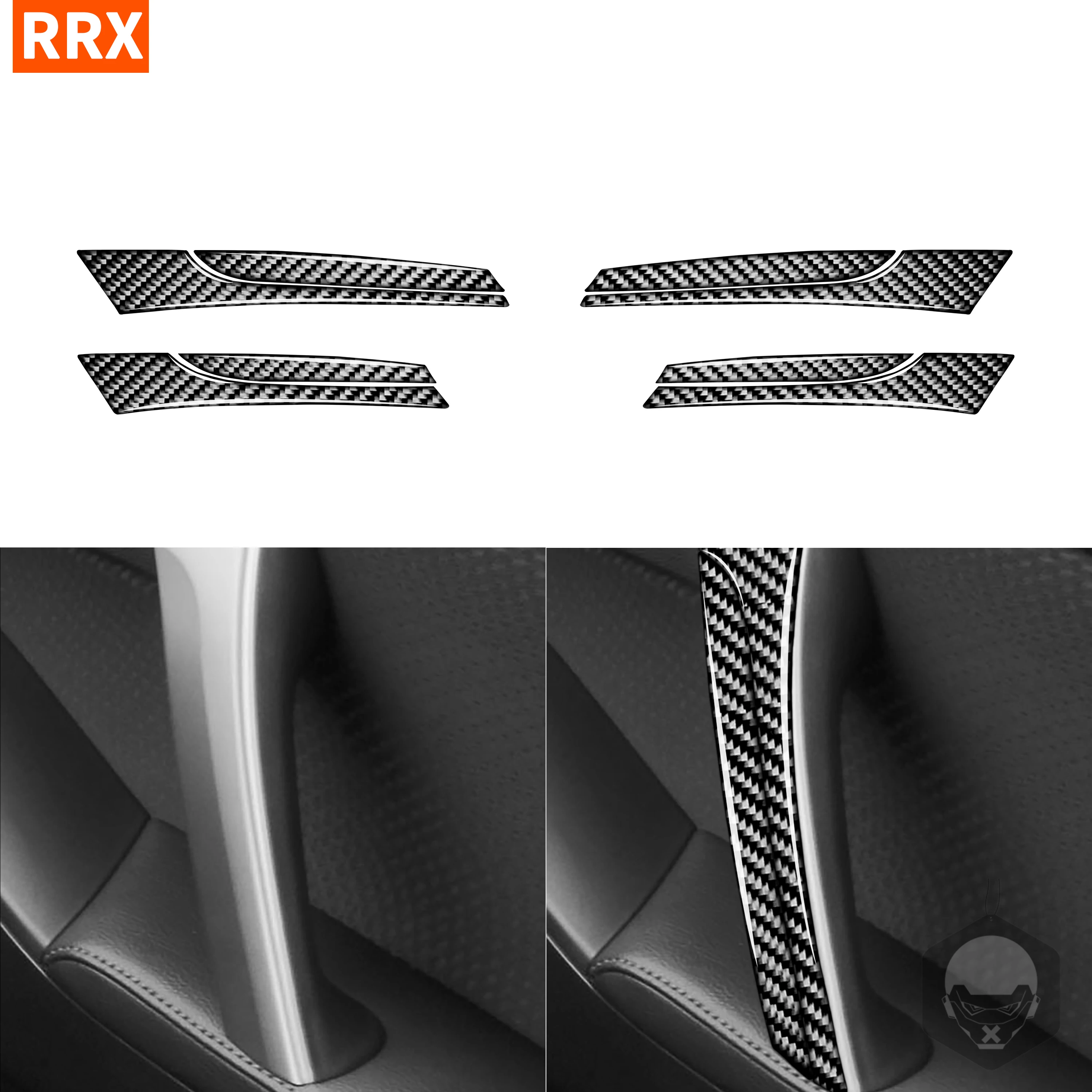 For Mazda 3 Axela 2010-2013 Real Carbon Fiber Sticker Door armrest Panel Trim Cover strip Car inside decorative Accessories