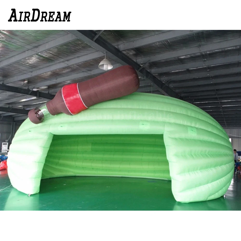 Oxford cloth 6x4m Inflatable Stage Tent green Exhibition with Coke modeling Cover Display Marquee For Outdoor Music Events