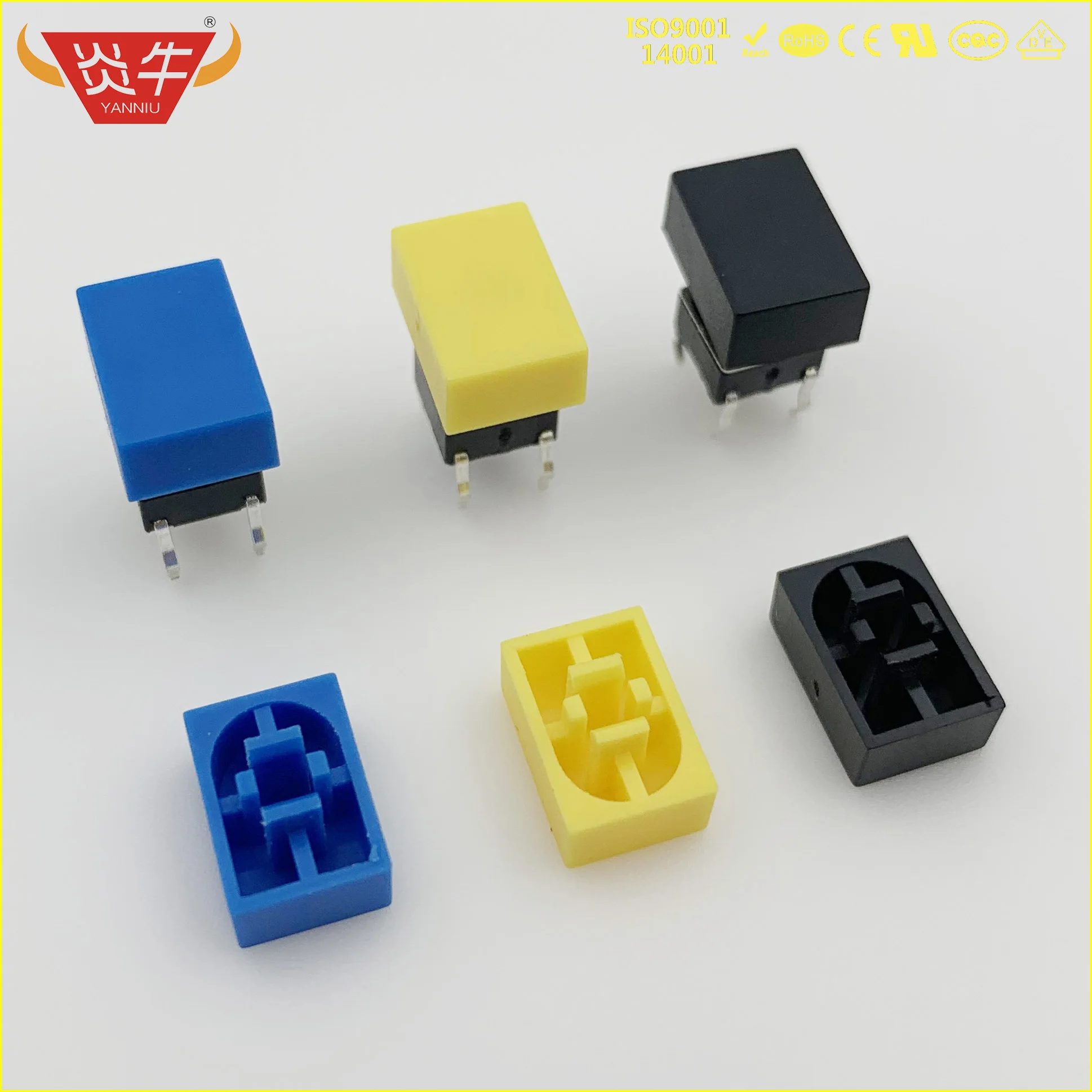 

50Pcs MICO TACT SWITCH SQUARE HEAD RECTANGULA KEY CAP GREY WHITE RED GREEN BLUE YELLOW BLACK FOR 6*6 6X6 5.8*5.8 5.8X5.8 YN139