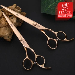 Fenice 7.0/7.5 inch Dog Grooming Scissors Gold Cutting Straight Pet Shears JP 440C Stainless Steel for Animals