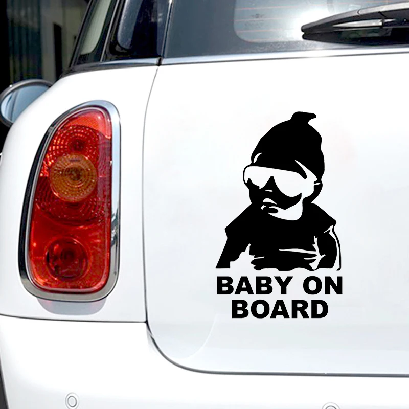 41238 # Die-Cut Vinyl Decal Kid With Glasses,BABY ON BOARD Car Sticker Waterproof Auto Decors on Car Body Bumper Rear Window